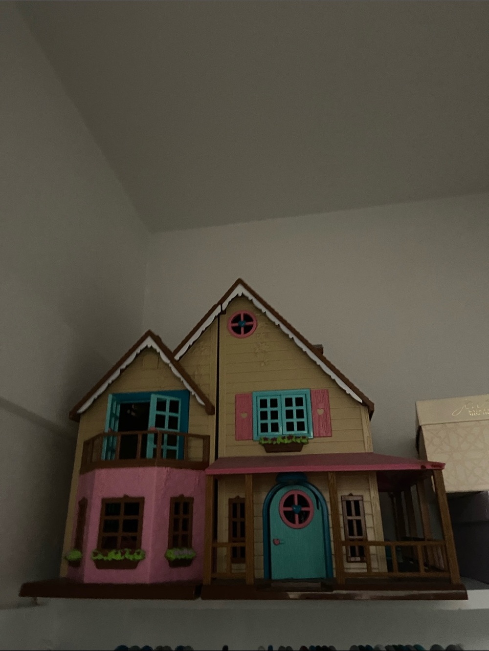 Kids Dollhouse Playset with Pink and Teal Accents